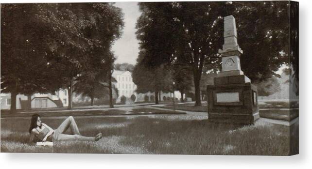 University Of South Carolina Canvas Print featuring the painting Horseshoe at USC 1985 by Blue Sky