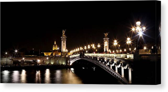 Les Invalides Canvas Print featuring the photograph Invalides At Night 1 by Andrew Fare