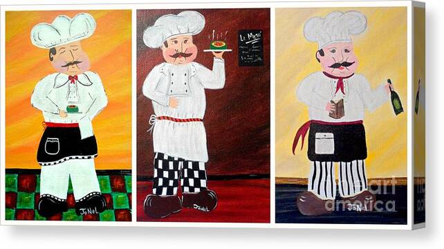 Chef Canvas Print featuring the painting Itailan Chef Collage by JoNeL Art