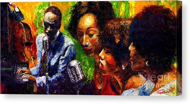 Jazz Canvas Print featuring the painting Jazz Ray Song by Yuriy Shevchuk