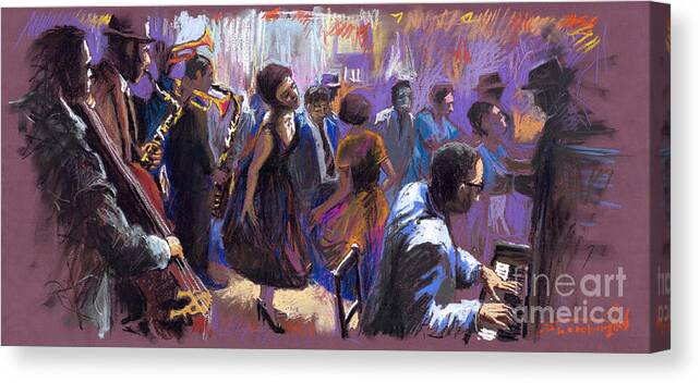 Jazz.pastel Canvas Print featuring the painting Jazz by Yuriy Shevchuk