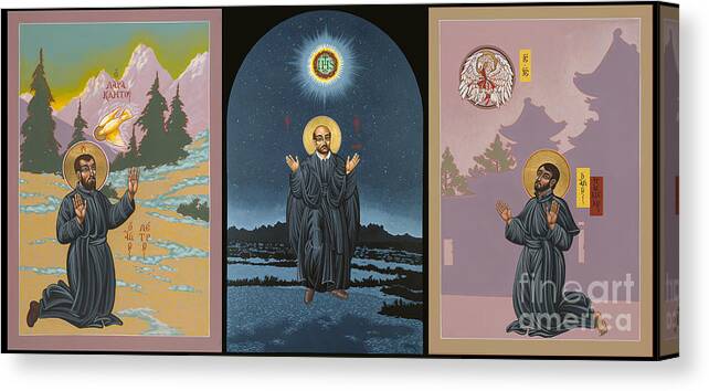 Jesuit Triptych Canvas Print featuring the painting Jesuit Triptych-St Peter Faber-St Ignatius-St Francis Xavier by William Hart McNichols