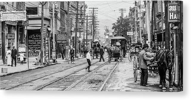 Hudson Valley Canvas Print featuring the photograph Main Street, Poughkeepsie, 1906 by The Hudson Valley