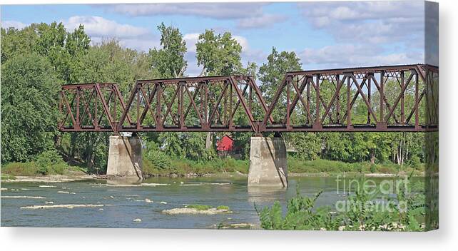 Bridge Canvas Print featuring the photograph Maumee River Crossing by Ann Horn