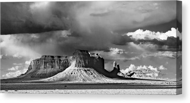 Monument Valley Canvas Print featuring the photograph Mittens And Beyond Three by Paul Basile