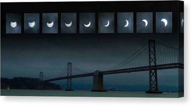 Nine Phases Of An Eclipse Canvas Print featuring the photograph Nine Phases of an Eclipse 1 by Bonnie Follett
