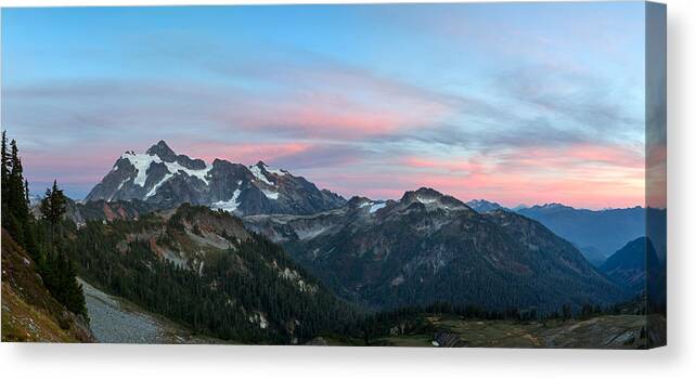 Alpine Canvas Print featuring the photograph North Cascades Sunset Featuring Mount Shuksan by Michael Russell