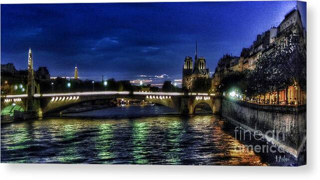 Paris Canvas Print featuring the photograph Nuit Parisienne reloaded by HELGE Art Gallery