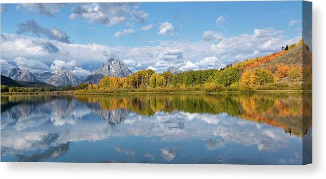 Oxbow Canvas Print featuring the photograph Oxbow Fall Pano by Ronnie And Frances Howard