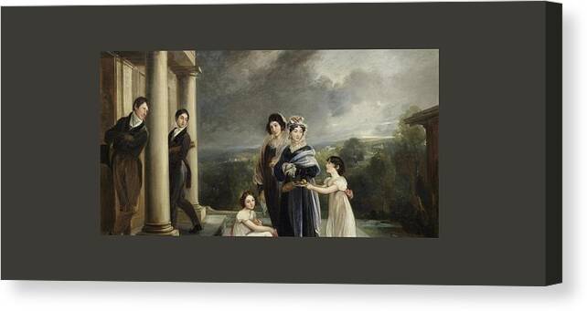 Thomas Barker Of Bath (pontypool 1769-1847 Bath) Portrait Of The Deare Family On The Steps Of Their House Canvas Print featuring the painting Portrait of the Deare family on the steps of their house by Thomas