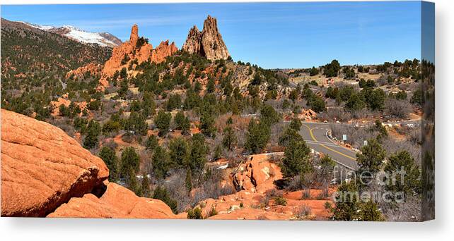 Garden Of The Gods High Point Canvas Print featuring the photograph Red Rocks At High Point by Adam Jewell