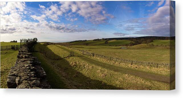 Panoramic Canvas Print featuring the photograph Remnants of Hadrians Wall by Tim Dussault