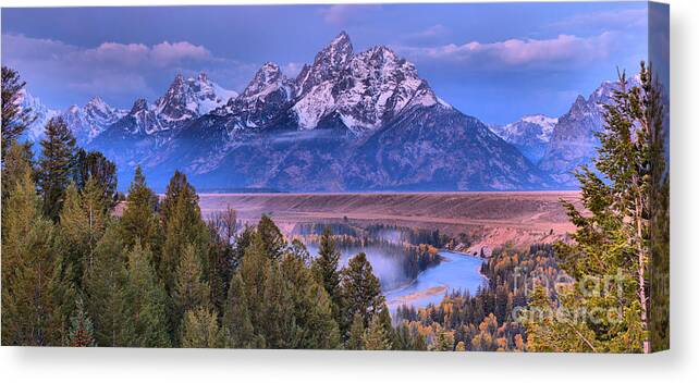 Snake River Sunrise Canvas Print featuring the photograph Snake River Overlook Fall Sunrise by Adam Jewell