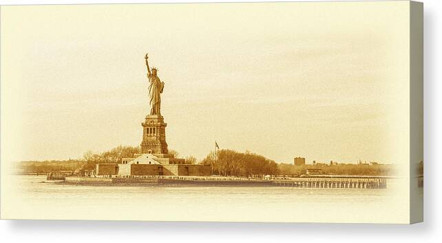 United Canvas Print featuring the photograph Statue of Liberty Old Yellow by Pelo Blanco Photo