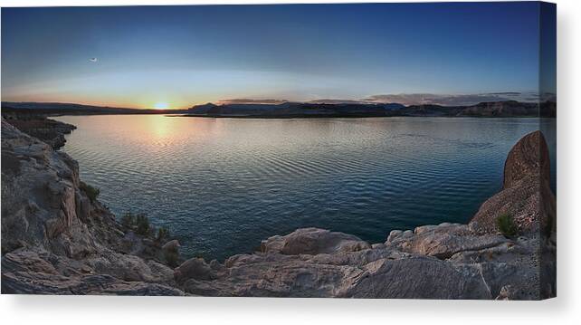 Abend Canvas Print featuring the photograph Sunset At Lake Powell by Andreas Freund