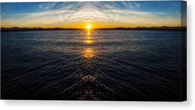View Canvas Print featuring the photograph Sunset on the Sound Reflection by Pelo Blanco Photo