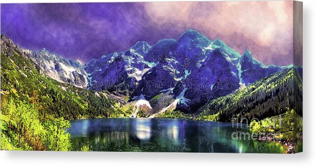 Morskie Oko Canvas Print featuring the painting Tatra mountains by Justyna Jaszke JBJart