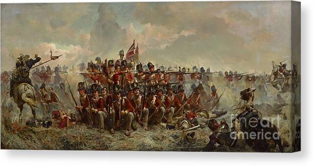 Elizabeth Butler Canvas Print featuring the painting The 28th Regiment at Quatre Bras by Celestial Images