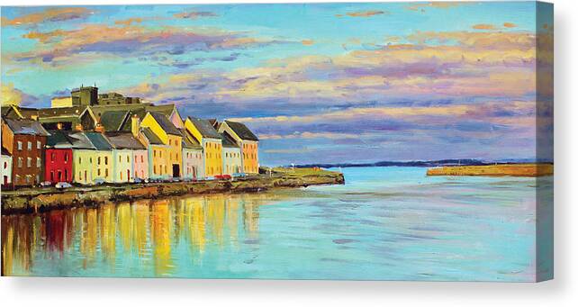 Galway Harbour Canvas Print featuring the painting The Long Walk Galway by Conor McGuire
