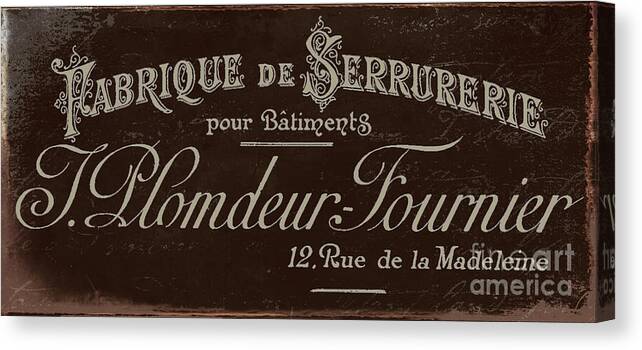 Paris Canvas Print featuring the painting Vintage French Typography Script Sign by Mindy Sommers