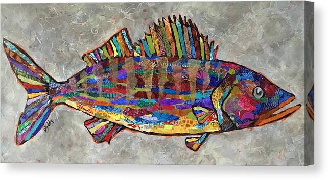 Fish Canvas Print featuring the painting Wylie the Walleye by Phiddy Webb