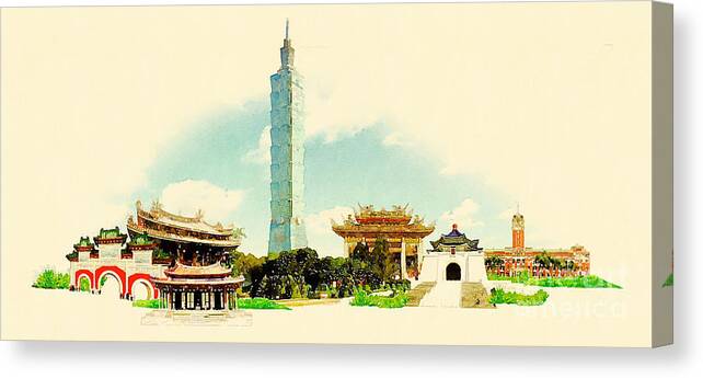 Taipei Canvas Print featuring the digital art High Resolution Water Color by Trentemoller