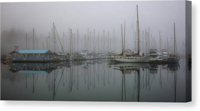 Marina Canvas Print featuring the photograph In A Fog by Randy Hall