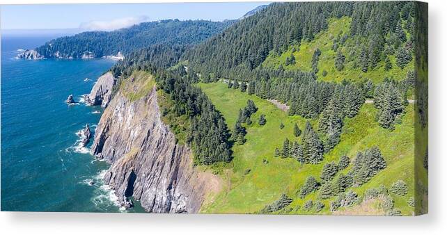 Landscapeaerial Canvas Print featuring the photograph The Pacific Ocean Washes #26 by Ethan Daniels