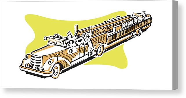 Automotive Canvas Print featuring the drawing Fire Truck #3 by CSA Images