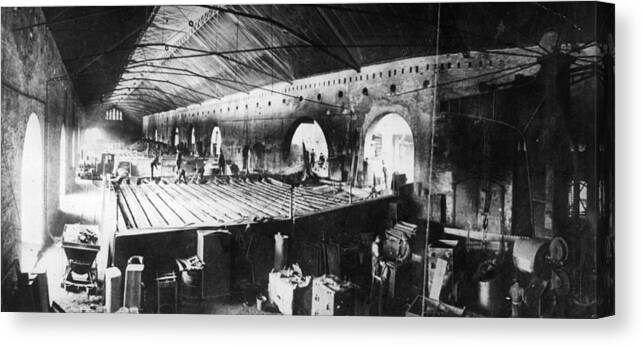 Working Canvas Print featuring the photograph Armaments Factory by General Photographic Agency