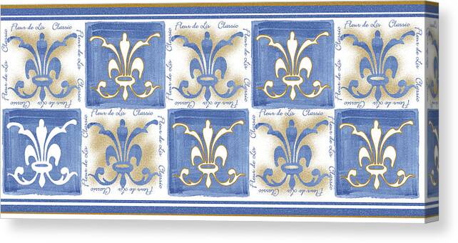 Fleurs De Lis Border Canvas Print featuring the painting Fleur De Lis by Maria Trad