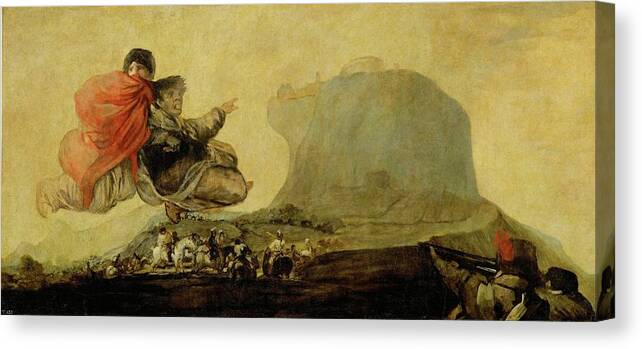 Fantastic Vision (asmodeus) Canvas Print featuring the painting Francisco de Goya / 'Fantastic Vision -Asmodeus-', 1820-1823, Oil on wall, 127 x 263 cm, P00756. by Francisco de Goya -1746-1828-