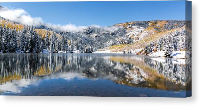 Lower Cataract Lake Canvas Print featuring the photograph Lower Cataract Lake after the Snow Storm by Stephen Johnson