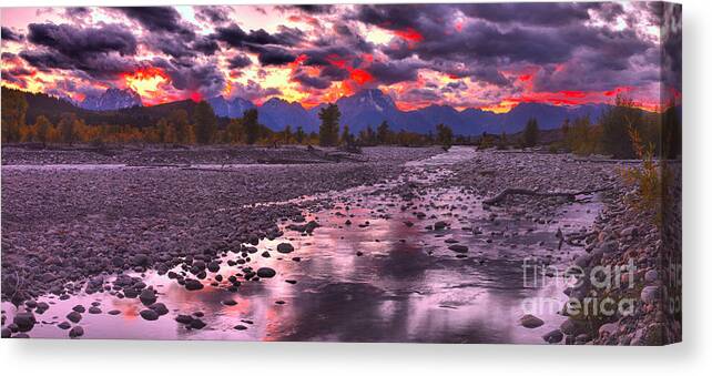 Spread Creek Canvas Print featuring the photograph Spread Creek Fiery Panorama by Adam Jewell