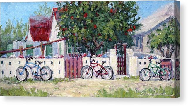 Bicycle Canvas Print featuring the painting Suppertime by L Diane Johnson