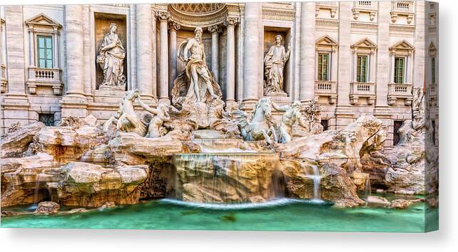 Fountain Canvas Print featuring the photograph Trevi Fountain by Harry B Brown