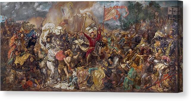 Jan Matejko Canvas Print featuring the painting The Battle of Grunwald #1 by Jan Matejko