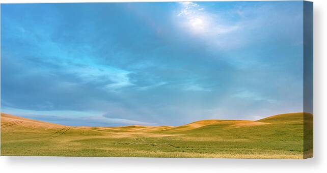 Landscapes Canvas Print featuring the photograph Rolling hills and Farm Land at palouse washington #15 by Alex Grichenko