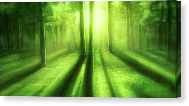 Green Canvas Print featuring the digital art Art - A Green Day by Matthias Zegveld