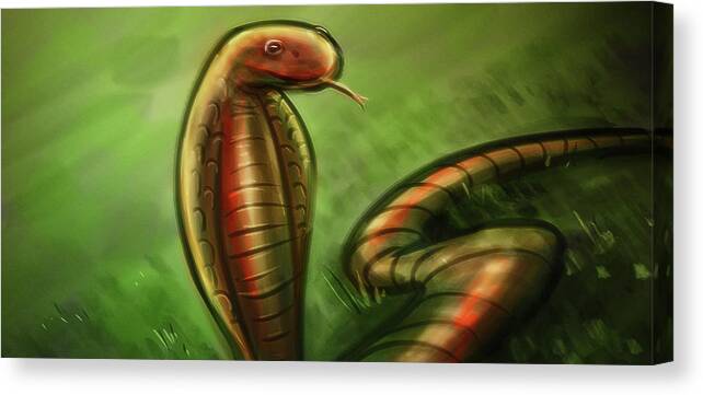 Snake Canvas Print featuring the digital art Art - Deadly Cobra by Matthias Zegveld