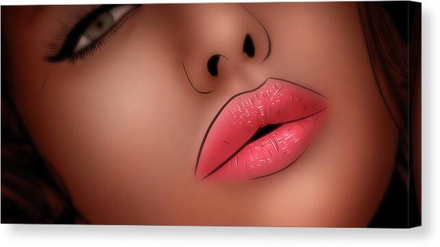 Kiss Canvas Print featuring the digital art Art - Fruitful Lips by Matthias Zegveld
