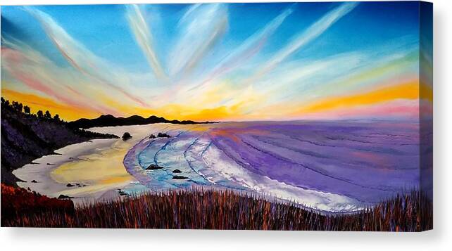  Canvas Print featuring the painting Cannon Beach At Sunset #25 by James Dunbar