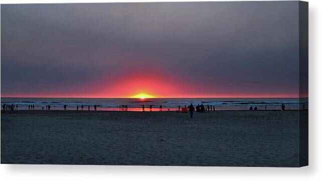 Cannon Beach Canvas Print featuring the photograph Cannon Beach Smoky Sunset by Marilyn MacCrakin