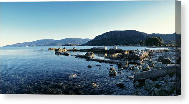  Canvas Print featuring the photograph Cenchrea, the eastern port of ancient Corinth by Ioannis Konstas