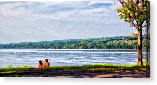 Cayuga Canvas Print featuring the photograph Couple at the Lake Shore by Monroe Payne