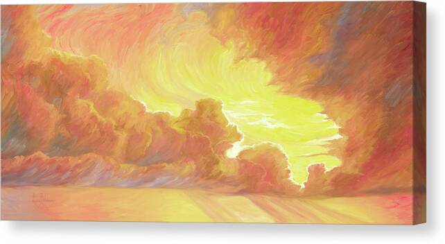 Sky Canvas Print featuring the painting Detail Lighter - Opening Sky by Lucie Bilodeau