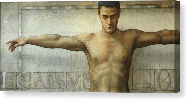 Icarus Canvas Print featuring the painting Icarus 4.0 by Jose Luis Munoz Luque