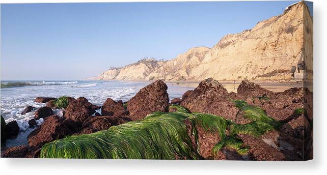 San Diego Canvas Print featuring the photograph La Jolla Shores Rocks at Low Tide by William Dunigan