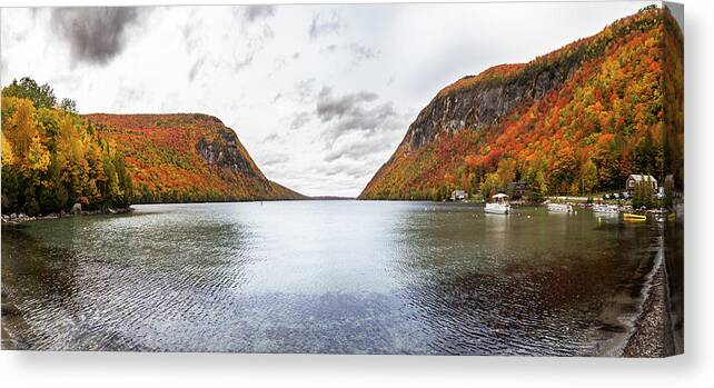 Vermont Canvas Print featuring the photograph Lake Willoughby Fall Panoramic by Tim Kirchoff