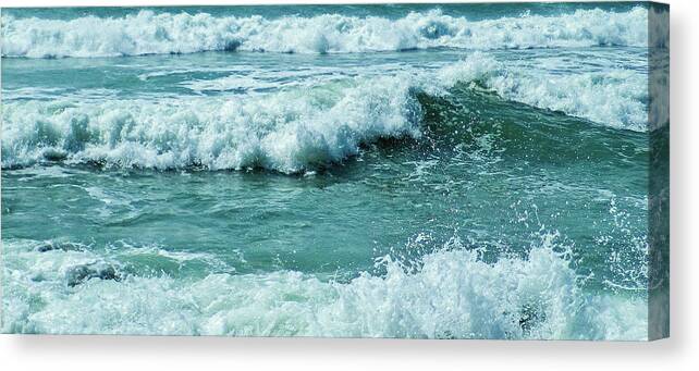 Surf Canvas Print featuring the photograph Lively Surf At Duckpool Cornwall by Richard Brookes